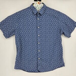 UNTUCKit Shirt Mens Large Floral Blue Button Up Short Sleeve Casual Preppy